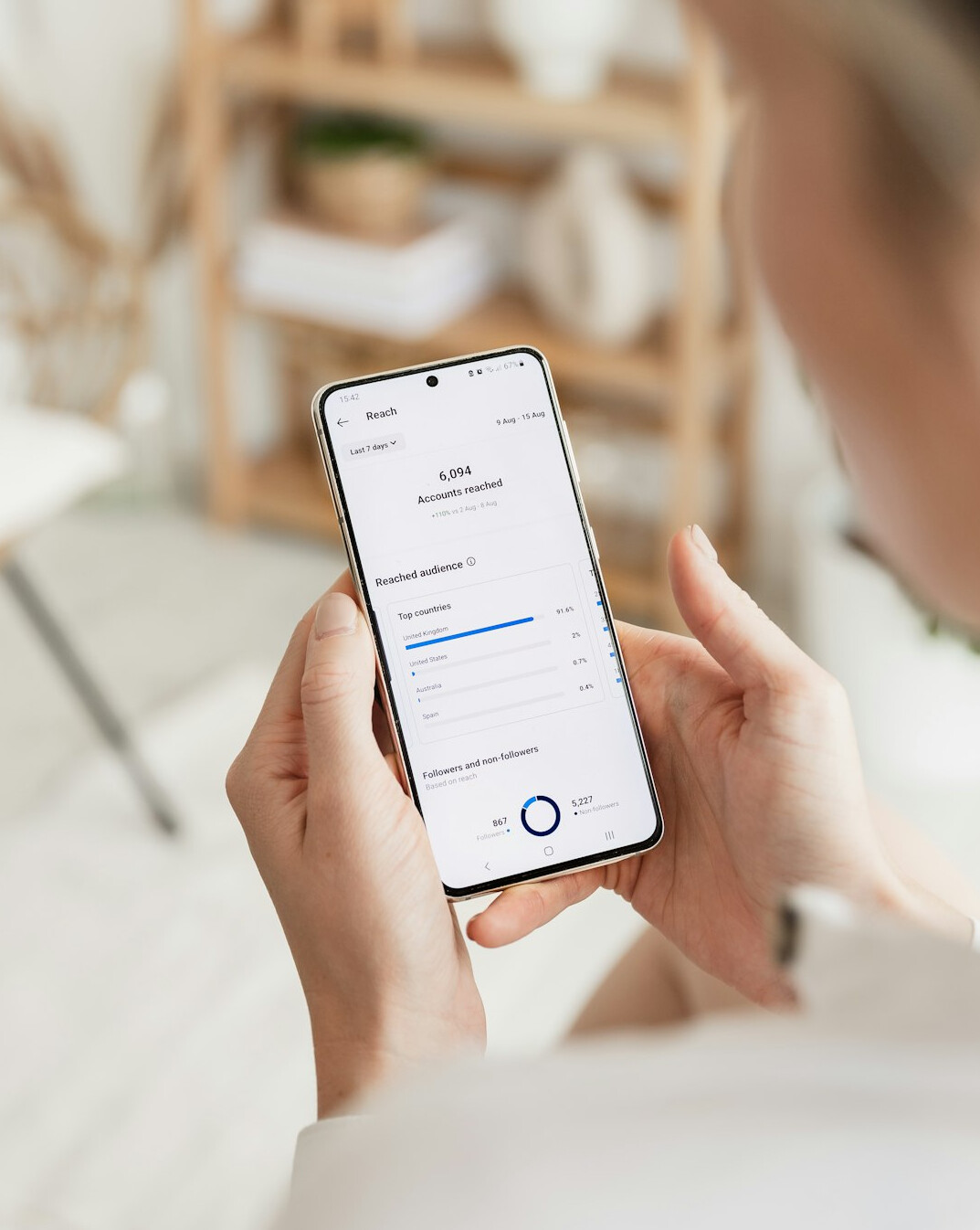 Woman checking her insurance policy on a smartphone app